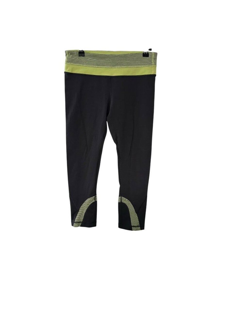 Lululemon Women's Inspire Crop II Black Green 6 Capri Leggings Active Athletic